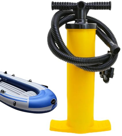 Aufblasbare Bettpumpe und Mehrzweck-Handpumpe | Gelbe Doppelhub-Pumpe für Schlauchboote, Paddelbretter und Luftmatratzen | Robuste Handpumpe für schnelles Aufblasen