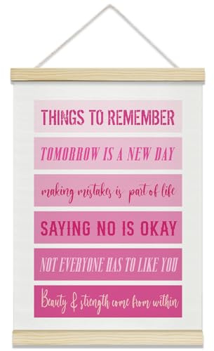 rizotus Pink Poster Hanger Frame, Inspirational Wall Art Posters for Women Girls Room, Positive Affirmations Hanger Frame for Bedroom Living Room Therapy Office Wall Decor, 12x16 Inch -A15