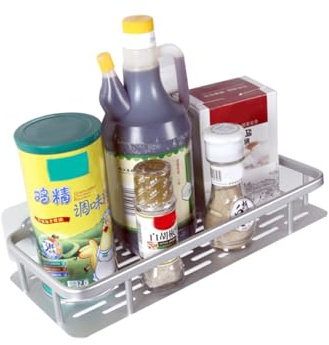 DIKACA Estante Colgante de Aluminio Ventosa para Baño y Cocina, Organizador de Baño Multifuncional para Ahorrar Espacio y Organizar Pertenencias