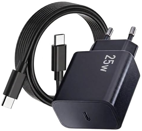 Chargeur USB-C 25W avec câble Long, Charge Rapide PD QC | Compatible iPhone 17 16 15 14 13, Galaxy S26 S25 A56 A36, Pixel 10 9, Xiaomi, Doro A20