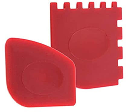 Whyzsjnclg Raschietto per Pulizia padelle, Raschietto per padelle per griglia, Padella Portatile, in ghisa, Strumenti per la Pulizia seghettati, Rosso, 2 Pezzi, raschietti per Barbecue