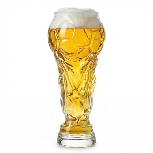 PORUPAEL Champion Trophy Beer Glass - Prestige Trophy-Shaped Pint Glass for Celebrations, Sports Parties & Fan Gifts, Perfect for Dads and Enthusiasts