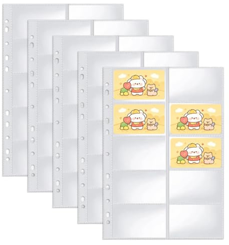 EXIN DEHCEN 30 Pack Visitenkartenhüllen A4, Klarsichtfolie für Postkarten | Visitenkartenhülle A4 mit 10 Fächern, Fotohüllen A4 für Ordner, Transparente Postkartenhüllen mit 11 Löchern