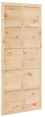 Scheunentür Natur aus massivem Kiefernholz 80 x 2,5 x 208 cm Schiebetür für Innenbereich platzsparend robust mit rustikalem Design ideal als Zimmertür oder Innentür für Haus und Wohnung