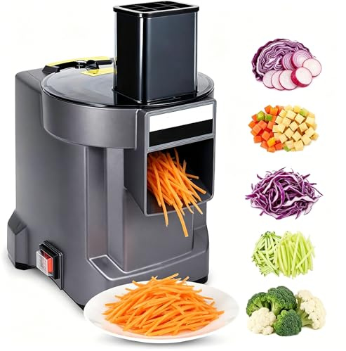 3-en-1 Máquina de corte de verduras eléctrica,Tijeras de dados para cortar+rebanada+picada,Máquina de cocina inoxidable 100W,Cortador de verduras multifuncionales, Espiral de verduras