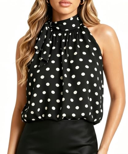 Navneet Blusa Halter Sin Manga Mujer Top Estampado Lunares con Lazo Lateral