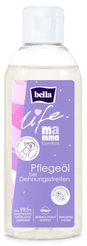 bella life Mamma Pflegeöl gegen Dehnungsstreifen 150 ml – Veganes Massageöl für Schwangerschaft und nach der Geburt, parfümfrei mit Klatschmohn-Extrakt