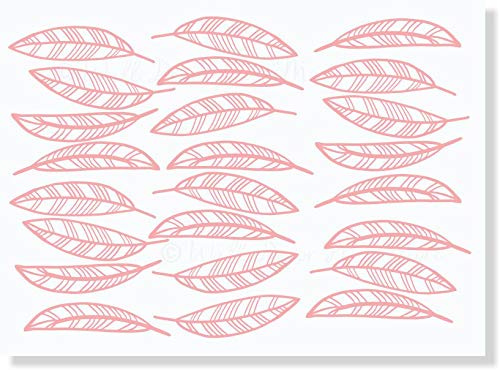 Wall Décor Plus More Open Feathers Wall Art Stickers Vinyl Decals Girl Bedroom Shape Décor 24pc Carnation