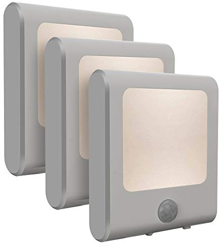 [3Pack] Vintar Motion Sensor Dimmable LED Night Light, Plug-in Nightlight with Auto Dusk to Dawn Sensor, Adjustable Brightness Warm White Lights for Hallway, Kids Room, Kitchen, Stairway, Bathroom