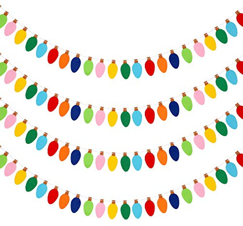 Lot de 4 guirlandes Lumineuses de Noël en Feutre Arc-en-Ciel pour décoration Murale de Noël