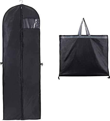Niviy Kleidersack Lang 60x180 CM Hochwertiger Kleidersäcke Brautkleid Verdicktes PEVA Wasserdicht Mit Sichtfenster Faltbar Leicht Zu Tragen,Für Anzüge Mäntel Abendkleider Anzugsack Voll Schwarz 1 PCS