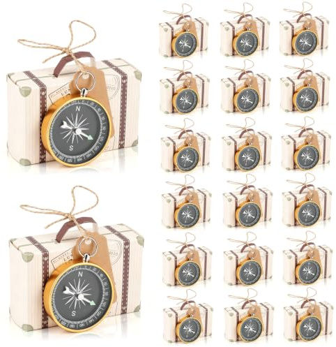 20 Stück Mini Koffer Hochzeit Favor Box, Süßigkeitenbox, Vintage Kraftpapier Geschenkbox mit Tags und Sackleinen Schnur für Hochzeit Geburtstag Party Taufe Babyparty Shower