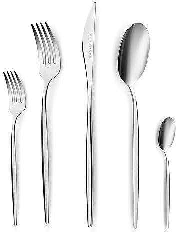 Karaca Lizbon Besteckset Mit Box Set 60-Teilig, Fur 12 Personen, 18/10 Edelstahl Besteck- Set, Spulmaschinengeeignet, Perfekt Fur Den Taglichen Gebrauch, Premium-Qualitat