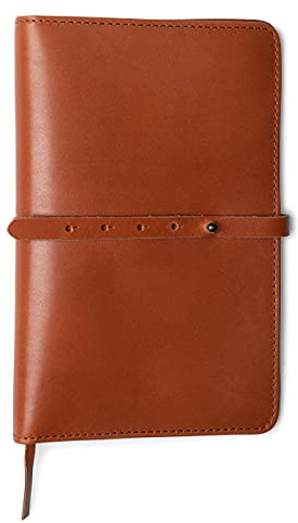 Theodore Leder-Tagebuchhülle - Braun für A5-Notebook 14x22,9cm, Notizblock, iPad Mini Tablet, mit Kartenhalter, Stifthalter, Leder-Lesezeichen, Tasche für Handy–entworfen für Moleksine Notebooks L