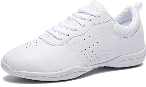 LANDHIKER Cheer Shoes Girls White Dance Shoes Youth Cheerleading Womens Cheer Shoes Fashion Sports Shoes Training Athletic Comfortable Shoes Flats Girl