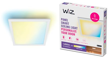 WiZ - Vit Takpanel Tunable White: Smart WiFi-belysning, Fyrkantig takplafond, Small/Liten, 12W, 2700-6500 kelvin, kallvitt till varmvitt, röststyrning med Google Assistant, Siri och Amazon Alexa