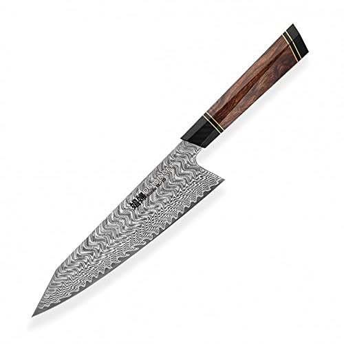 Couteau de chef Dellinger Kiritsuke CHEF en acier japonais VG-10 et 67 couches d'acier damassé avec poignée ergonomique, lame 215 mm