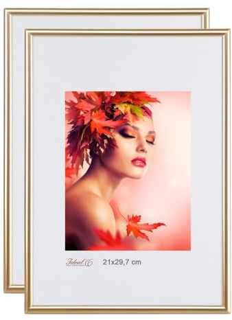 IDEAL TREND 2er 3er 5er Pack Bilderrahmen Kunststoff Lifestyle Foto Rahmen Collage KYOTO: Farbe: 2er Pack Gold | Format: 50x70