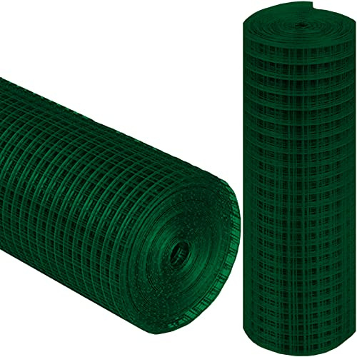 NTI MARKSMAN Galvanised Mesh Wire | SQUARE Or HEXAGONAL | Fence Aviary | Rabbit Hutch Net | Heavy Duty | Quality Chicken Wire (0.9 X 10M - GREEN SQUARE (25mm))