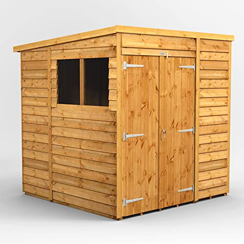 Powersheds Hochwertige Grad Pultdach Gartenhaus mit Doppeltür, überlappend, Tür & Fenster anpassbar, aus extra dickem Gradsholz & gehärtetem Glas