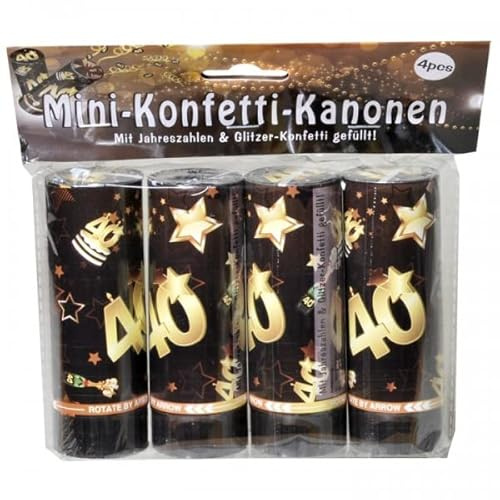 Set Konfetti Kanonen mit Jahreszahl zum 40. Geburtstag schwarz/gold