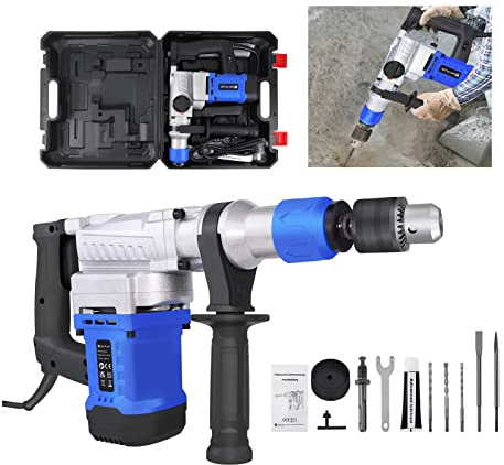 Martello elettrico 4500 giri/min, 3 funzioni, 800 giri/min, manico girevole a 360°, martello demolitore per scalpello, percussione, foratura