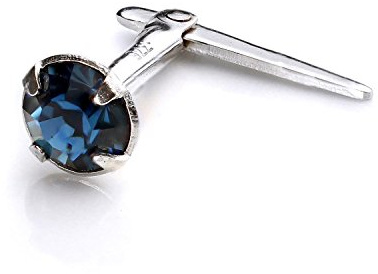 jewellerybox Sterling Silber Nasenstecker mit 3mm Montana Blue Kristall | mit Andralok Verschluss