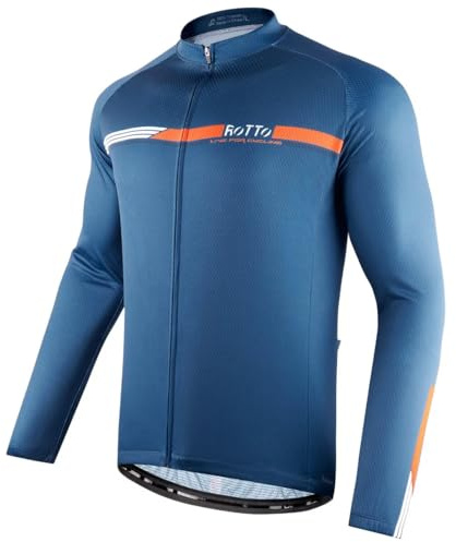 ROTTO Herren Radtrikot Fahrradtrikot Langarm Rennrad Trikot Farbverlauf Reihe