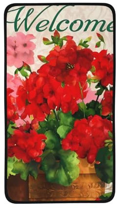YYHHAOFA Samthandtuch mit roten Geranien, 40,6 x 71,1 cm, hautfreundlich und bequem, gute Wasseraufnahme, leicht und weich