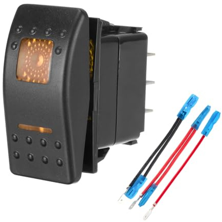 CGEAMDY Universal-Auto-Nebelscheinwerfer-Kippschalter, Wippschalter 12V 24V Pin ON Off SPST Kippschalter mit wasserdichter Kappe Motor Interner Schalter(Gelb)