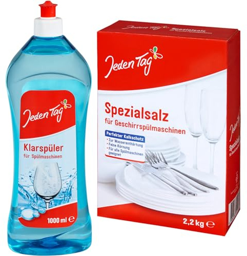 Jeden Tag Spülmaschinen SET-Angebot Spezialsalz 2,2kg + Klarspüler 1000ml | Praktisches Duo für den täglichen Gebrauch | Das ideale Spül-Combo von Jeden Tag!
