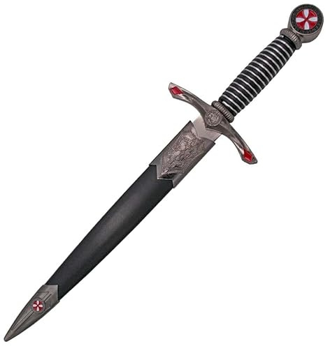 ECOMMUR Daga Templaria S0302 | Daga histórica de coleccionista + Vaina. Colección de artículos Antiguos.