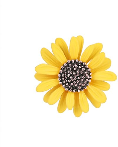 Sunjiaqi Cute Daisy Flower Brooch Pin - Yellow Sunflower Enamel Pin Charm - Women's Clothes Accessory