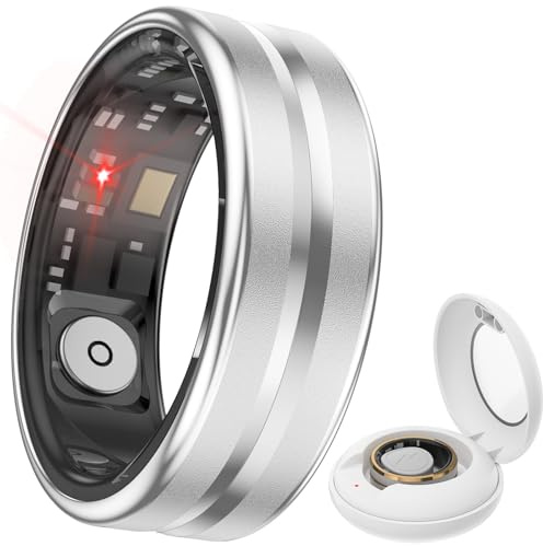 Smartringe für Herren Damen Smart Ring Android iOS Fitness Tracker Ring Bluetooth Herzfrequenzmessung Smartring Schrittzähler Ring Schlaf Tracker Gesundheitsring mit App Fitness Ring Silber Gold