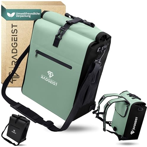 RADGEIST 3-i-1 cykelväska för bagagehållare I bagagehållarväska och ryggsäck 25 l (mint)