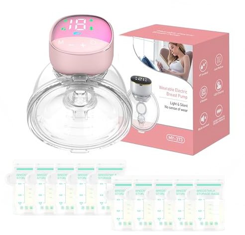 Tragbare elektrische Milchpumpe, 4 Modi und 12 Stufen, elektrische Milchpumpe für Neugeborene mit LCD-Display, leise und schmerzlos, 10 Beutel zur Aufbewahrung von Milch