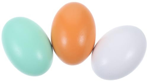 ibasenice 3pcs Unfinished Wooden Fake Eggs Realistic Simulation Eggs for DIY Crafting Easter Party Decor and Educational Play