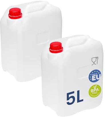 Garronda Garrafa Agua sin BPA Bidon 5 litros Seguro para Alimentos Depósito de Agua Camping Accesorios Garrafas Deposito Camper 2 Pack Blanco GD-0082