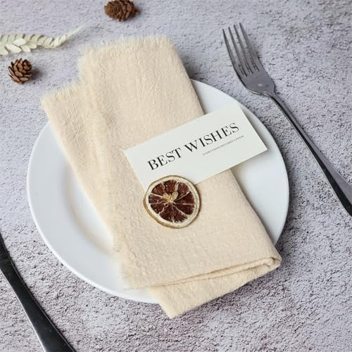 6 Stück Stoffservietten 42 X 42cm Servietten Stoff Baumwoll Stoffservietten Mit Fransen Weich Baumwoll Abendessen Cloth Servietten für Tischdekoration, Hochzeit, Abendessen (Khaki)