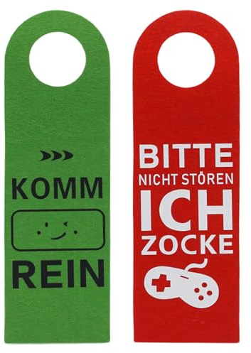 Azlanway Nicht Stören, ich Zocke Oder Komm Rein Türhänger in Rot-Grün, Störungsfreie Beschilderung mit Gamer-Grafiken und Smiley-Gesichtern