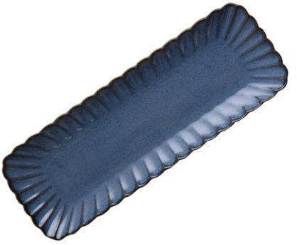 IMIKEYA Ceramic Sashimi Plate Dark Glaze for Fish Platter Non-Slip Easy to Maintain