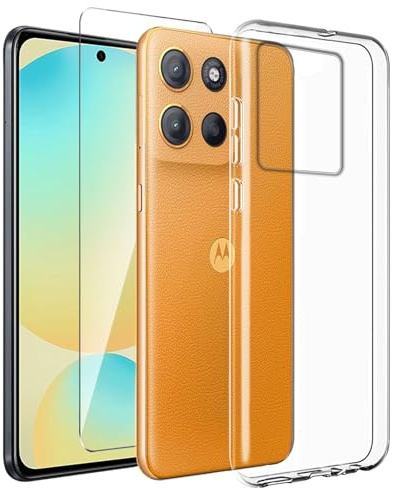 LYZXMY Funda para Motorola Moto G15 4G (6.72) + 1 x Protector de Pantalla Vidrio Templado Película Protectora - Transparente Carcasa Silicona TPU Suave Caso Case