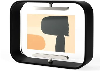 Umbra Bellwood Tischbilderrahmen, doppelseitig drehbar, 10x15 cm, Schwarz | Pappelholz, vertikal oder horizontal aufstellbar, nachhaltig gewonnen, zwei Ansichten, stabile Holzverarbeitung