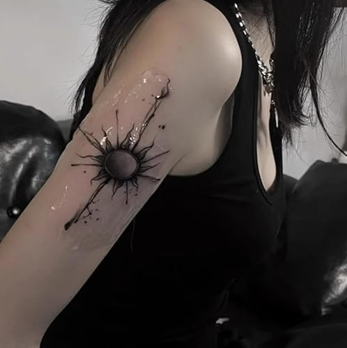 Temporary Tattoos Stickers Fake Tattoos Dark Sun Arm Simulation Herbal Men And Women Waterproof Realistic Semi-Permanent Lasting 2 Weeks