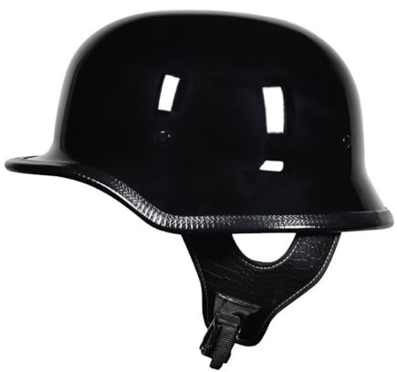 Retro German Style Skull Cap Motorcycle Half Helmet Lightweight Open Face Half Shell Helmet Adult Men Women Vintage Scooter Moped Cruiser Chopper V Motorbike Helmet DOT Approved(B,Medium)