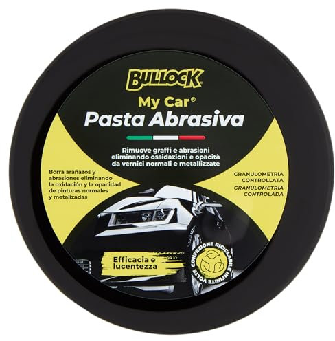 Bullock Car Care Pasta Abrasiva Granulometria Controllata – Rimuovi Graffi, Abrasioni, Ossidazioni, Residui di Vernici, Opacità, per Auto Normali & Metallizzate, Effetto Lucidante Professionale, 150ml