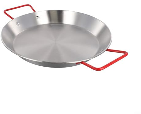 Puupaa Padella per paella in acciaio inox, 20 cm, rotonda, per frutti di mare, doppia maniglia, fondo piatto, wok, cucina bassa, per casa, ristorante, cucina spagnola