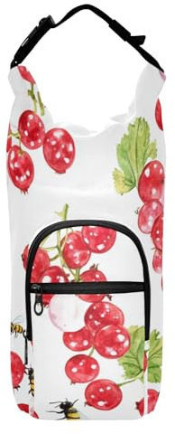 FRODOTGV Mochila con cordón para botella de agua blanca de grosella roja con soporte para botella de agua, soporte para cinturón para botella de agua, se adapta a botellas de 20/24/32/40 onzas
