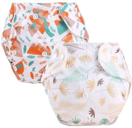DOKRIN Mutandine di apprendimento,2 pezzi pannolini in stoffa per bambini con stampa a bottone automatico, pantaloni per pannolini impermeabili