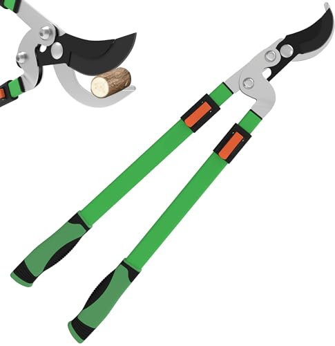 Outsunny Telescopic Loppers 64.5-90 cm, Extendable Garden Loppers Heavy Duty with Steel Blade and Adjustable Handles, Tree Trimmer for Branches, Bushes, Shrubs, Green